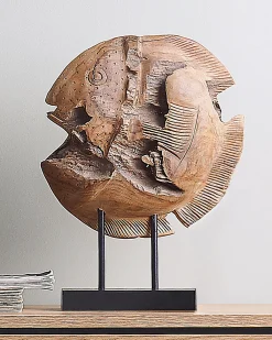 Accessorio decorativo Pesce PLAICE FISH Legno di teak Marrone