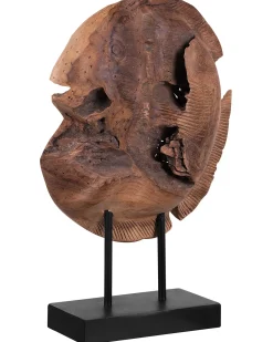Accessorio decorativo Pesce PLAICE FISH Legno di teak Marrone