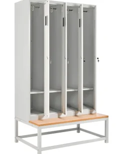 Armadietto a 4 porte con panca ATHLETE Metallo Grigio/Bianco