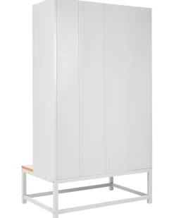 Armadietto a 4 porte con panca ATHLETE Metallo Grigio/Bianco
