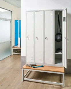 Armadietto a 4 porte con panca ATHLETE Metallo Grigio/Bianco