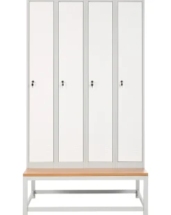 Armadietto a 4 porte con panca ATHLETE Metallo Grigio/Bianco
