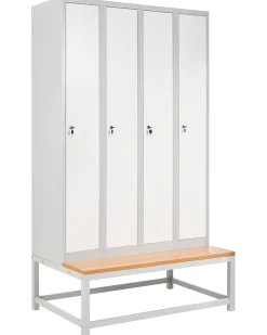 Armadietto a 4 porte con panca ATHLETE Metallo Grigio/Bianco