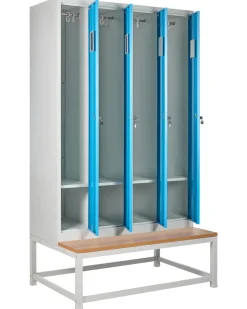 Armadietto a 4 porte con panca ATHLETE Metallo Grigio/Blu