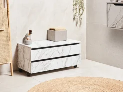 Armadietto da bagno TERESINA con ruote 80 cm Marmo bianco