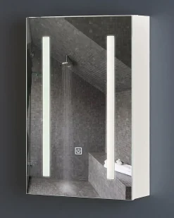 Armadio a muro per specchio da bagno LED CAMERON 40 cm 60 cm Bianco