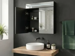 Armadio a muro per specchio da bagno LED JARAMILLO 60 cm 60 cm Nero