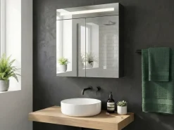 Armadio a muro per specchio da bagno LED JARAMILLO 60 cm 60 cm Nero