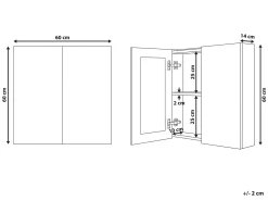 Armadio a muro per specchio da bagno NAVARRA 60 cm 60 cm Nero
