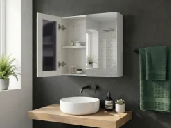 Armadio a muro per specchio da bagno NAVARRA 60 cm 60 cm Bianco