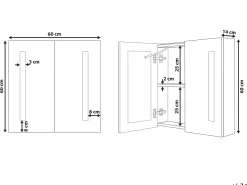 Armadio a muro per specchio da bagno LED CHABUNCO 60 cm 60 cm Bianco