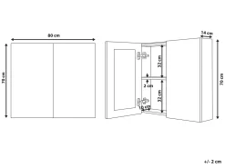 Armadio a muro per specchio da bagno NAVARRA 80 cm 70 cm Bianco