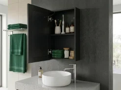 Armadio a muro per specchio da bagno LED CAMERON 40 cm 60 cm Nero