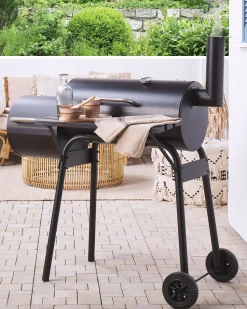 Barbecue a carbonella KATLA con affumicatore Metallo Nero