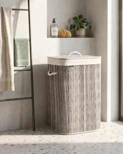 Cesto per la biancheria Con coperchio TRANCURA Tessuto Grigio 72 L