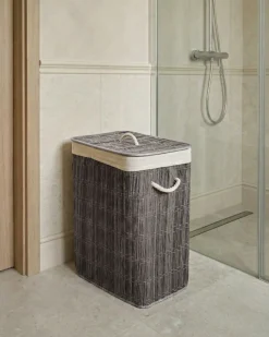 Cesto per la biancheria Con coperchio TRANCURA Tessuto Grigio 72 L