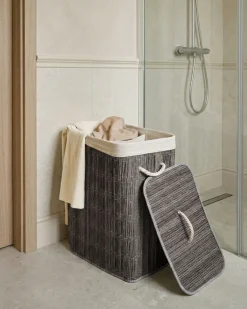 Cesto per la biancheria Con coperchio TRANCURA Tessuto Grigio 72 L