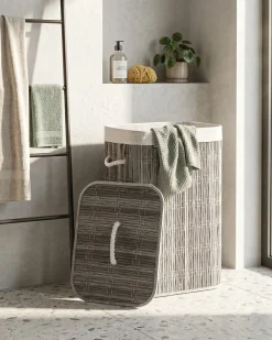 Cesto per la biancheria Con coperchio TRANCURA Tessuto Grigio 72 L