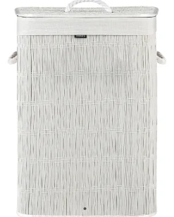 Cesto per la biancheria Con coperchio TRANCURA Tessuto Bianco 72 L