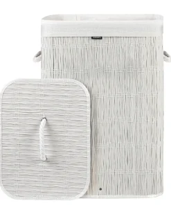 Cesto per la biancheria Con coperchio TRANCURA Tessuto Bianco 72 L