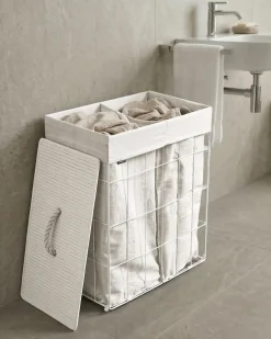 Cesto per la biancheria Con coperchio APOTERI Metallo Bianco 100 L