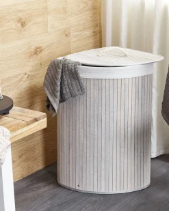 Cesto per la biancheria MATARA Bambù Grigio chiaro 57 L