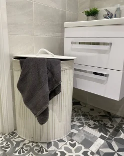 Cesto per la biancheria MATARA Bambù Bianco 57 L