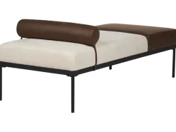 Chaise longue MALMOS Lino sintetico Pelle sintetica Marrone scuro