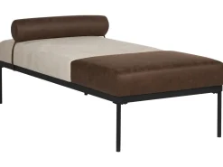 Chaise longue MALMOS Lino sintetico Pelle sintetica Marrone scuro