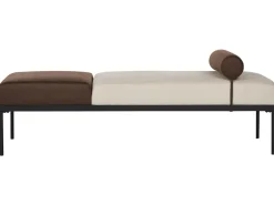 Chaise longue MALMOS Lino sintetico Pelle sintetica Marrone scuro
