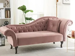 Chaise longue versione destra LATTES Velluto Rosa