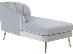 Chaise longue versione destra ALLIER Velluto Grigio chiaro