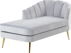 Chaise longue versione destra ALLIER Velluto Grigio chiaro