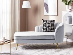 Chaise longue versione destra ALLIER Velluto Grigio chiaro