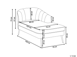 Chaise longue versione destra ALLIER Velluto Grigio chiaro