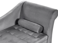 Chaise longue versione destra PESSAC Velluto Grigio chiaro con contenitore