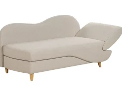 Chaise longue versione destra MERI Lino sintetico Beige con contenitore