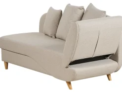 Chaise longue versione destra MERI Lino sintetico Beige con contenitore