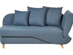 Chaise longue versione destra MERI Lino sintetico Blu scuro con contenitore