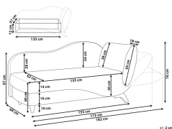 Chaise longue versione destra MERI Velluto Grigio scuro con contenitore