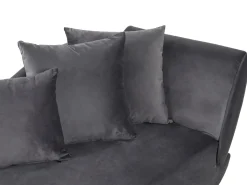 Chaise longue versione destra MERI Velluto Grigio scuro con contenitore