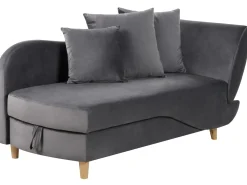Chaise longue versione destra MERI Velluto Grigio scuro con contenitore