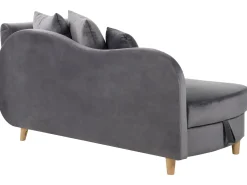 Chaise longue versione destra MERI Velluto Grigio scuro con contenitore