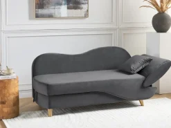 Chaise longue versione destra MERI Velluto Grigio scuro con contenitore