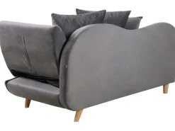 Chaise longue versione destra MERI Velluto Grigio scuro con contenitore