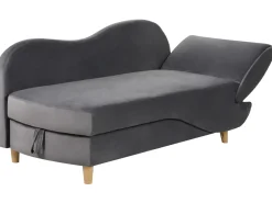 Chaise longue versione destra MERI Velluto Grigio scuro con contenitore