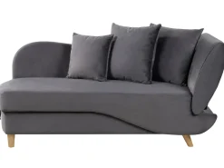 Chaise longue versione destra MERI Velluto Grigio scuro con contenitore