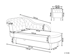 Chaise longue versione sinistra NIMES Velluto Bordeaux