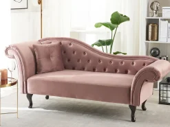 Chaise longue versione sinistra LATTES Velluto Rosa