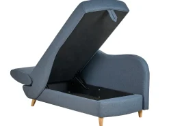 Chaise longue versione sinistra MERI Lino sintetico Blu scuro con contenitore